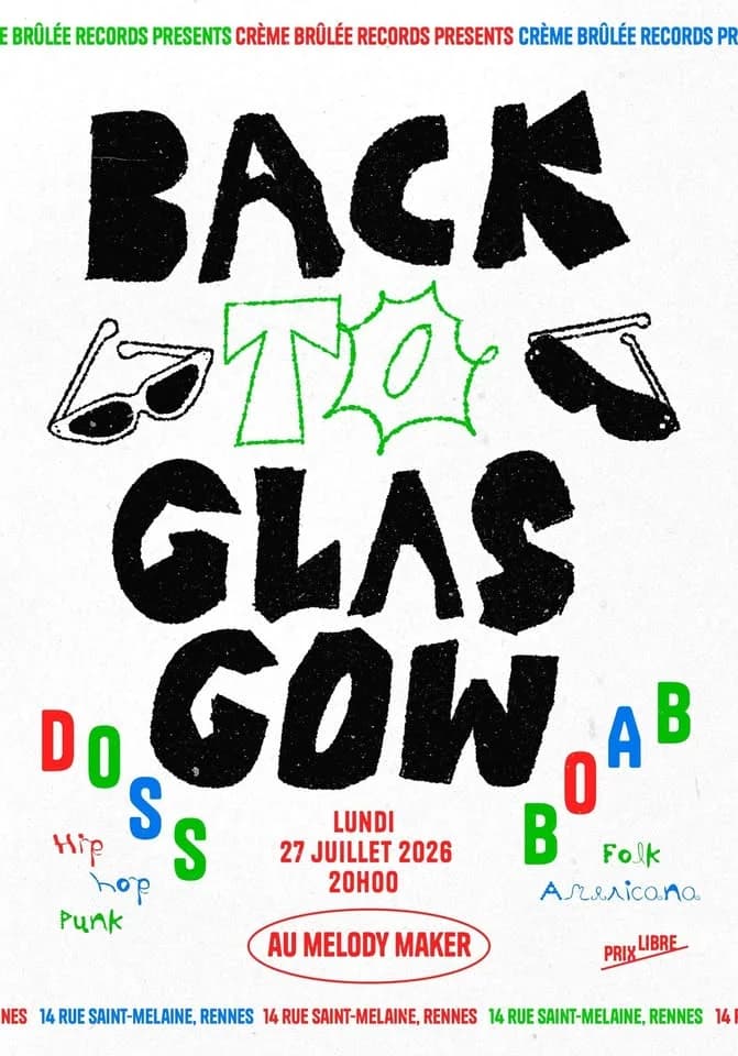 cbr présente : Doss (hip hop punk/ Glasgow) + BOAB (folk americana / Glasgow) — Place Hoche